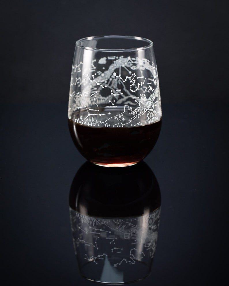 Night Sky Wine Glasses Science Wine Glass Space Glass Etsy