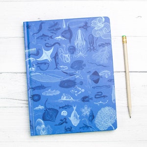 Marine Biology Notebook - Hardcover | Dot Grid Journal, Recycled Notebook, Biology Gifts