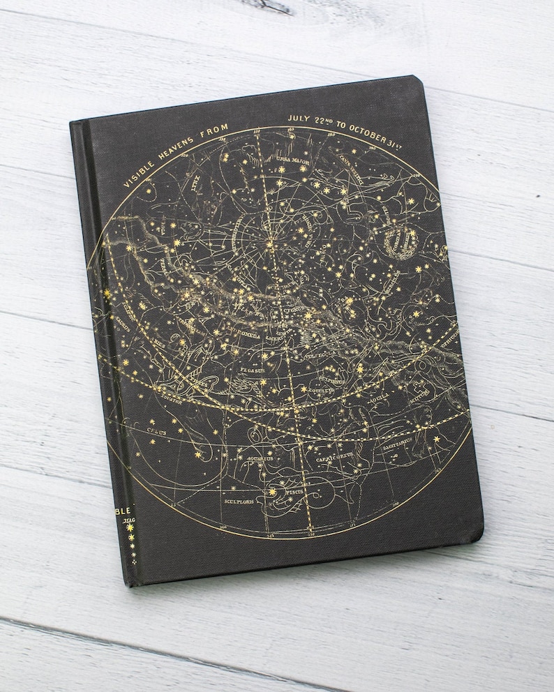 Star Chart Night Sky Hardcover Notebook Graph Paper Notebook, Dream Journal, Space Notebook, Astrophysics, Pregnancy Journal image 1