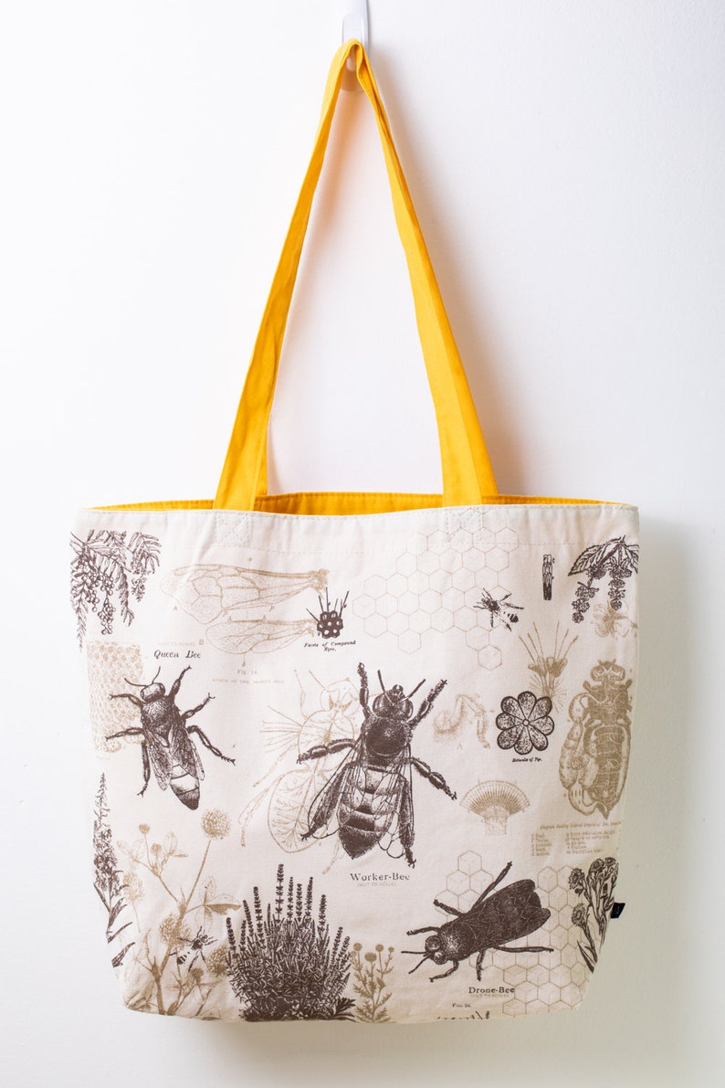 Honey Bee Shoulder Tote Bag Reversible Tote Beekeeper Gift image 0