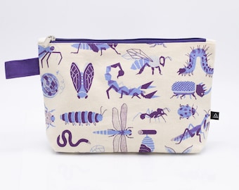 Retro Insects Pencil Bag | Biology, Entomology, Insect, Toiletry Bag, Makeup Bag, Travel Bag, Pencil Case, College Student Gift