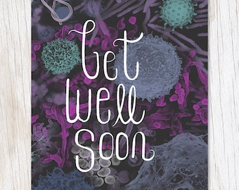 Infectious Disease: Get Well Soon Card | Public Health Gift, Biology Gifts, Professor Gift, Microbiology Print