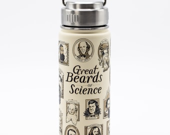 Beards of Science Stainless Steel Mug | Metal Insulated Water Bottle, Boyfriend Gift, Physics Gift, Chemistry Gift