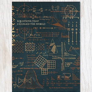 Vergelijkingen die de wereldkaart veranderden | Math Gift, Wiskundige Gifts, Professor Gift, Vergelijkingen Afdrukken