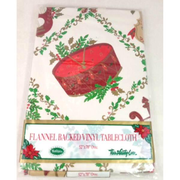 Christmas Vinyl Tablecloths With Flannel Back Etsy