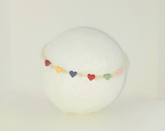 Rainbow Heart Baby Headband, Mohair Newborn Photography Prop