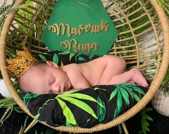 Green Gold Boy Crown Emerald Gold Baby Crown First Picture Boy Crown Newborn Boy Crown Gold Green Crown First Picture