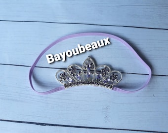 Diadème de princesse lilas, bandeau couronne pour nouveau-né