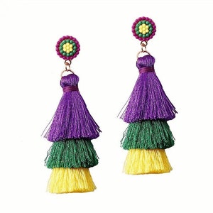 Mardi Gras Earrings Tassel Earrings Fast Shipping Louisiana New Orleans Parade Girls Trip Mardi Gras