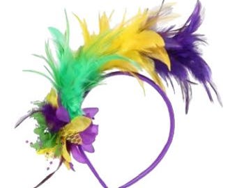 Bandeau en plumes du Mardi Gras Bandeau du défilé NOLA Bandeau de la Nouvelle-Orléans Bandeau en plumes Bandeau Bal du Mardi Gras