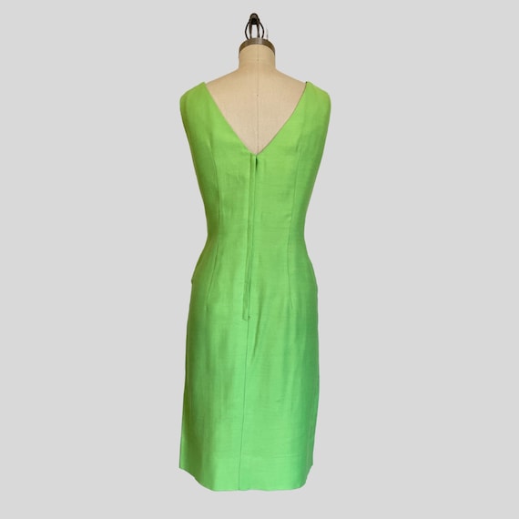 Vintage 60s Bright Green White Colorblock Dress S… - image 4