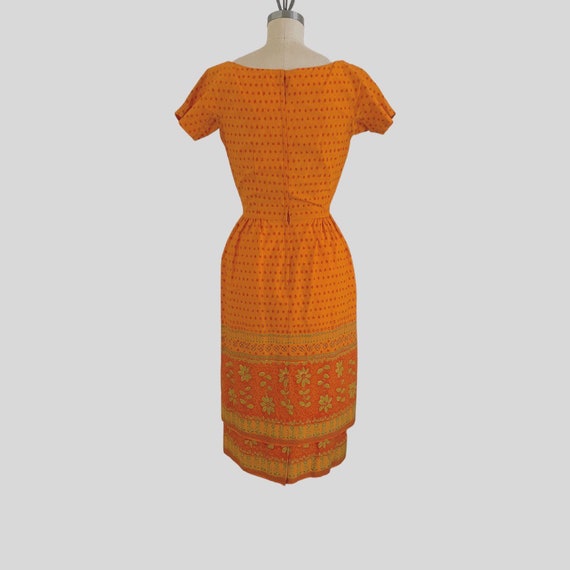 Vintage 50s 60s Orange Dress Mr. Mort Shift Wiggle Bo… Gem