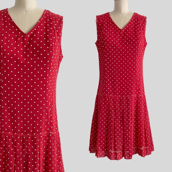 Vintage 1960s Dress Joseph Magnin Polka Dot Red W… - image 1