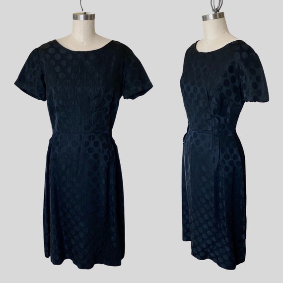 L'aiglon Vintage 1950s Polka Dot Black Dress Wigg… - image 1