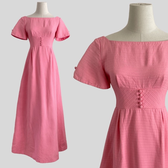Vintage 60s Lorrie Deb Dress Pink Mod Maxi  Holid… - image 1
