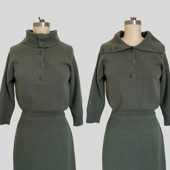 Bill Blass Cashmere Vintage 90s Army Olive Green … - image 2