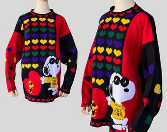 Vintage 70s Snoopy Peanuts Rah Rah School Rally Pop Art Sweater M