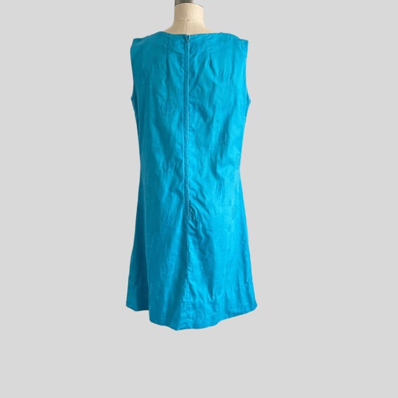 Vintage 60s Turquoise Blue Dress Shift Mod Party … - image 3