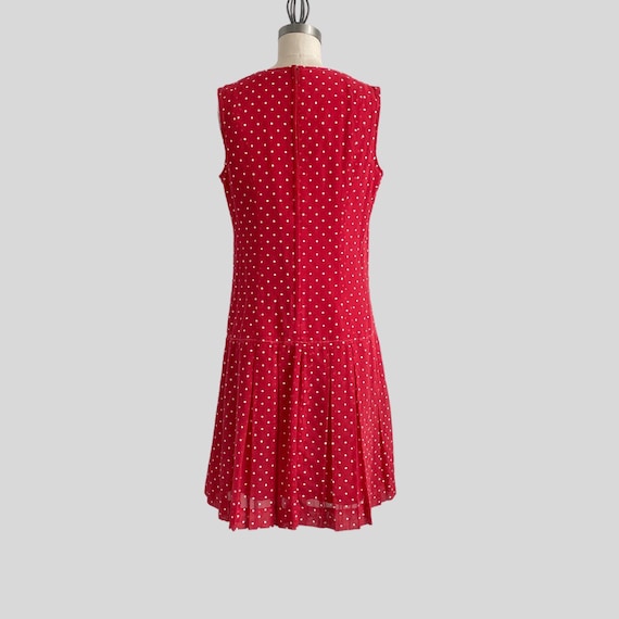 Vintage 1960s Dress Joseph Magnin Polka Dot Red W… - image 3