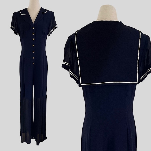 Vintage 90s Jumpsuit Dorothy Schoelen Platinum Nautic… Gem