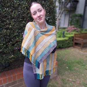 Wool and silk scarf,  hand woven, one of a kind