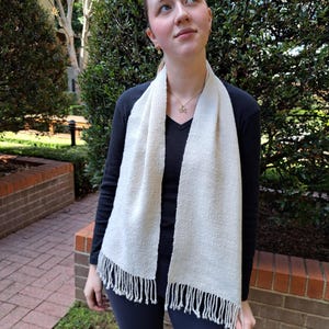 Wool and silk scarf,  hand woven, one of a kind