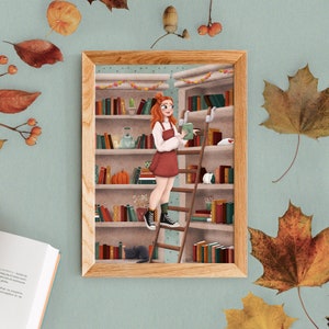 Amante dei libri d'autunno | Stampa d'arte