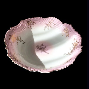 RS Prussia White and Pink Serving Bowl, Unmarked