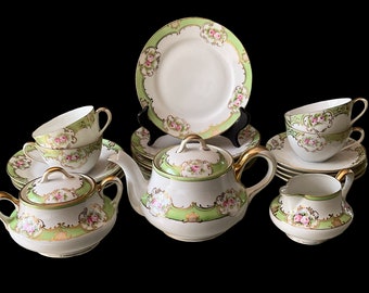 Antique Hand Painted Nippon , Noritake Tea and Dessert Set, Circa 1910’s
