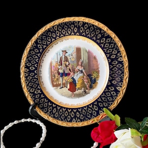 Vintage Royal Falcon Ware Plate: Cobalt Blue & Gold, Cries of London