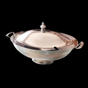 Large Oval Antique Silver Plate Soup Tureen, Circa 1920s