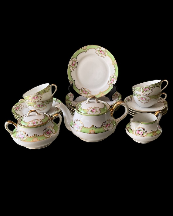 Antique Hand Painted Nippon , Noritake Tea and Dessert Set, Circa