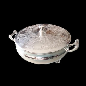 Silver Plated Footed Tureen with Glass Insert, Victorian Plate, Circa 1910–1920
