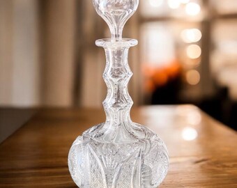 Antique Bohemian Hand-Cut Crystal Decanter, Circa 1900–1920