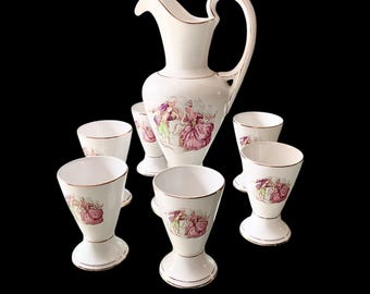 Vintage Louçarte Mazagran Pitcher and Goblets