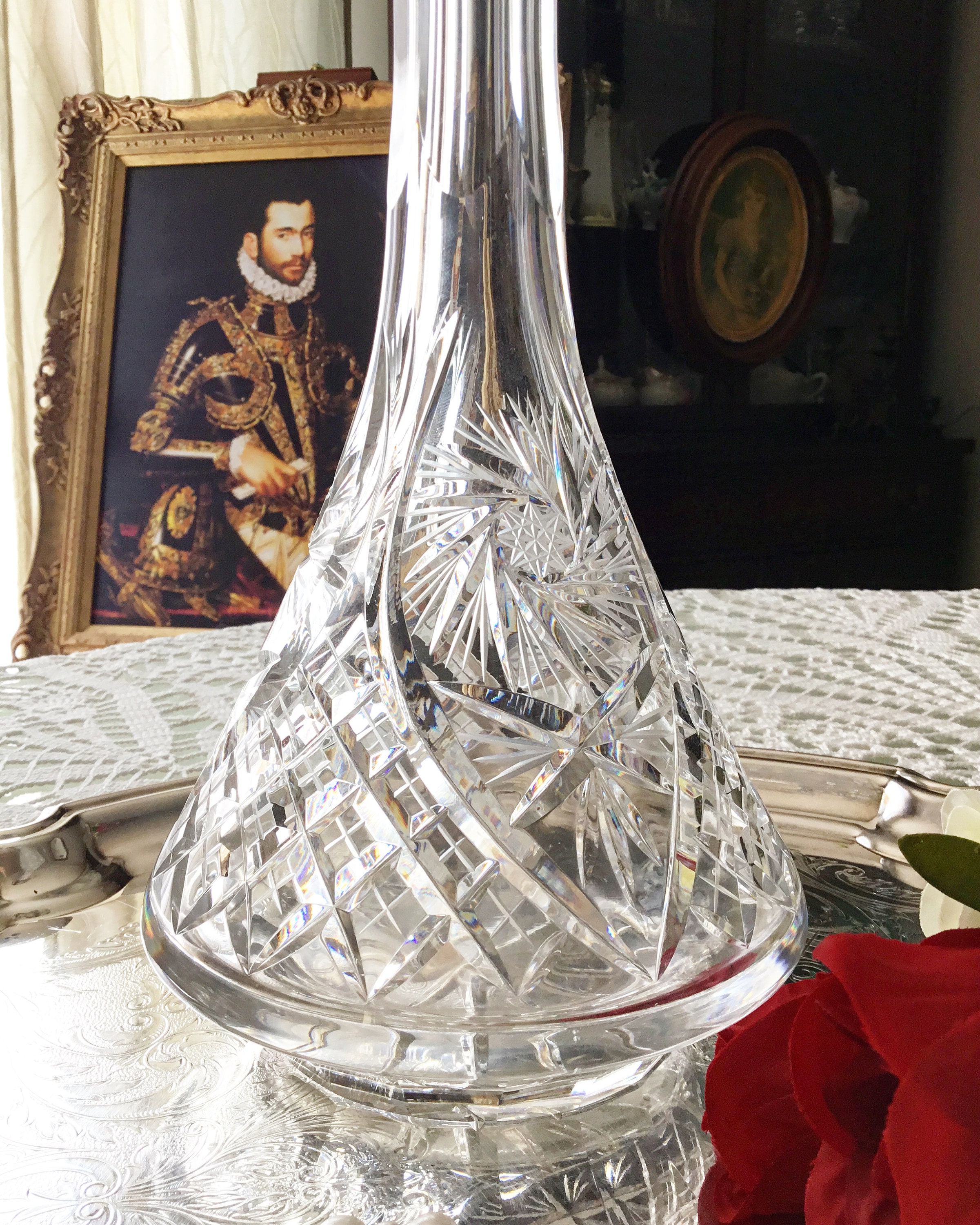 Vintage Large Pinwheel Crystal Decanter Etsy Canada