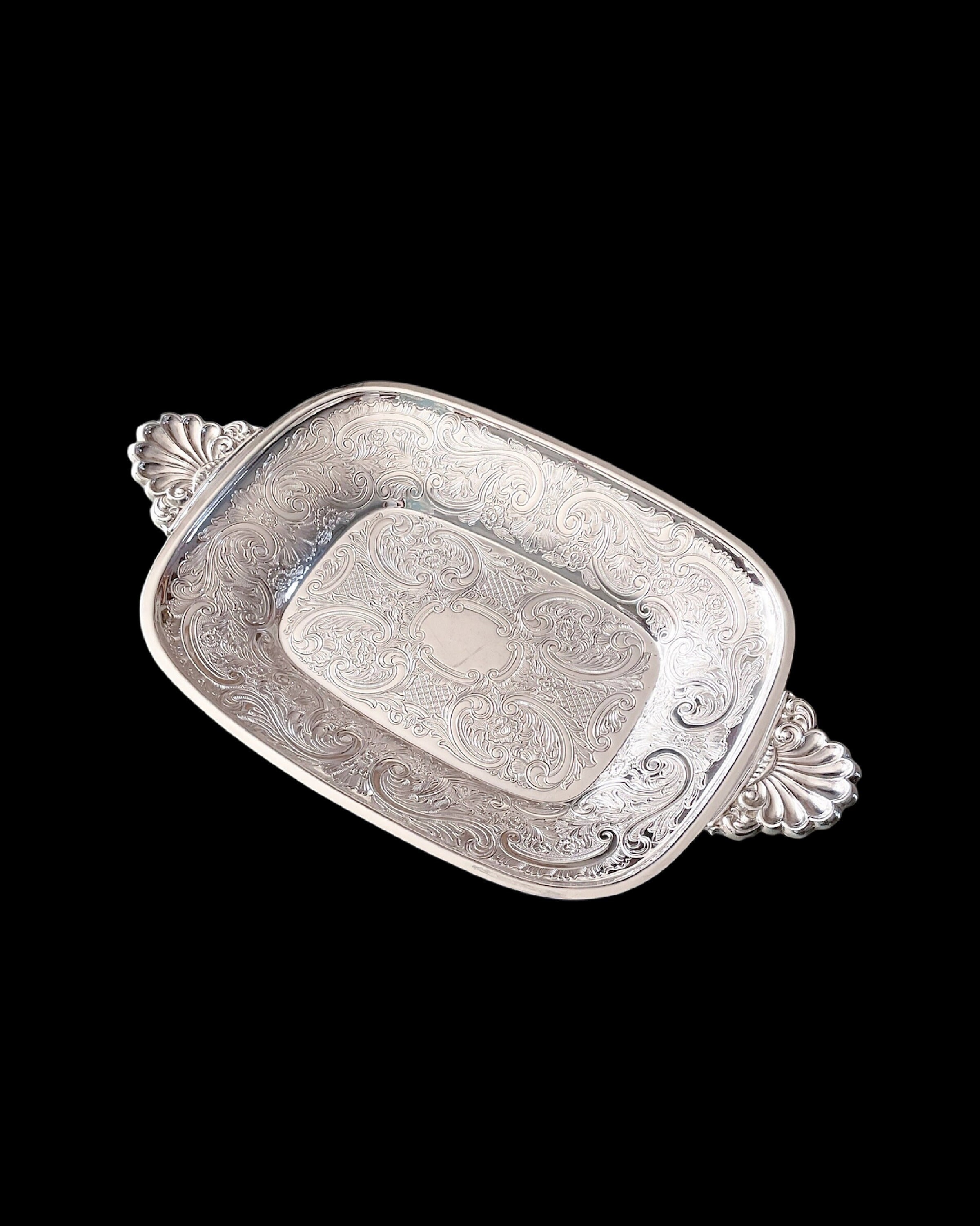  CAVENDISH サンドイッチプレート Antique Silverplated Bread Tray, Marked Cavendish Plate England
