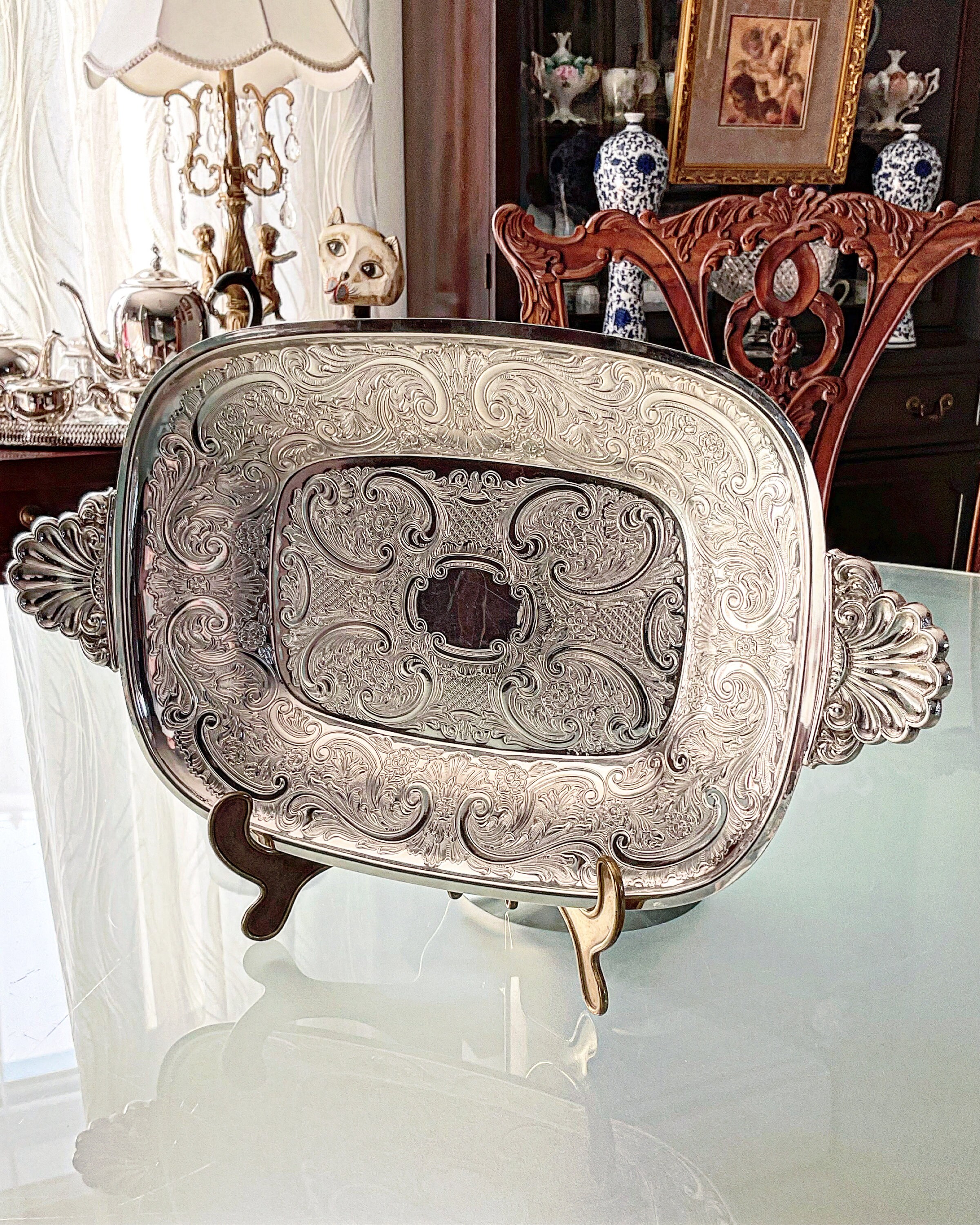 Antique Silverplated Bread Tray, Marked Cavendish Plate England