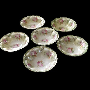 Royal Bayreuth Set of 6 Berry Dishes, Blue Mark, Circa 1875-1920