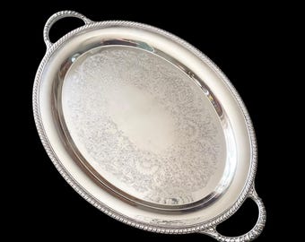 Antique Large Oval Silver Plated Tray
