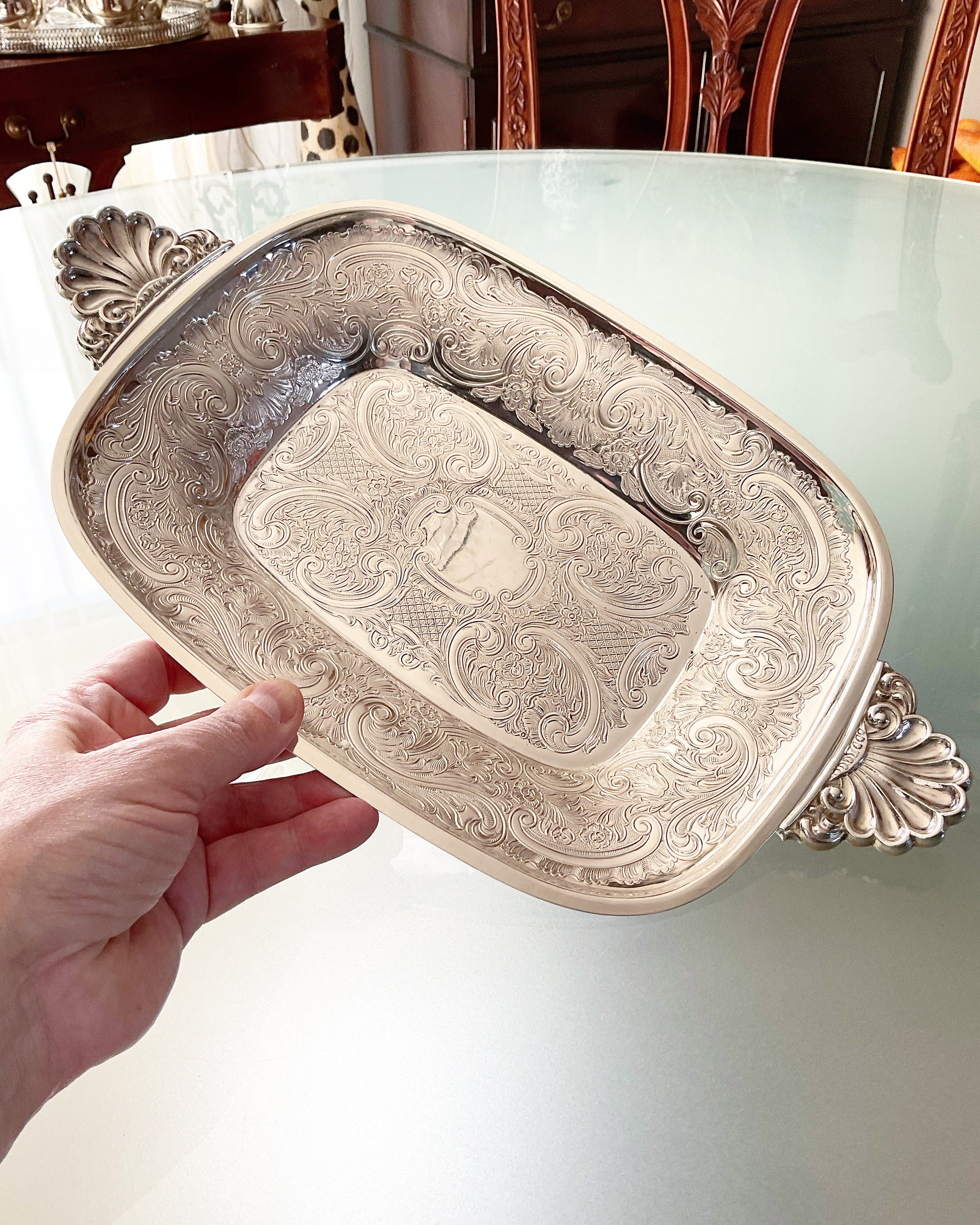 CAVENDISH サンドイッチプレート Antique Silverplated Bread Tray, Marked Cavendish Plate England