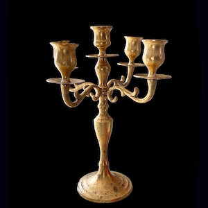 Vintage Brass 5-Arm Candelabra with Elegant Patina