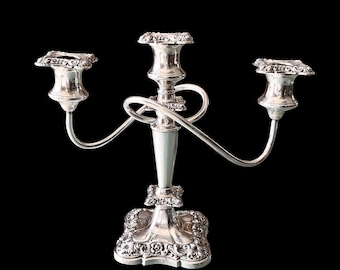 Silver-Plated Antique Three-Armed Candelabra
