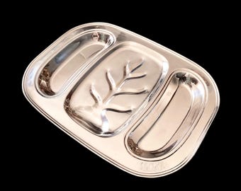 Vintage Silver Plated Meat and Vegetable Serving Tray, Divided Platter