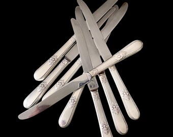 New French Hollow Knives, Adoration Pattern by Rogers Bros, Set of 8