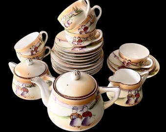 Antique Child’s Play Tea Set, Collectible Hand Painted Nippon, Circa 1900s