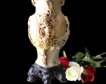 Antique Chinese Soapstone Carved Vase, 19th Century