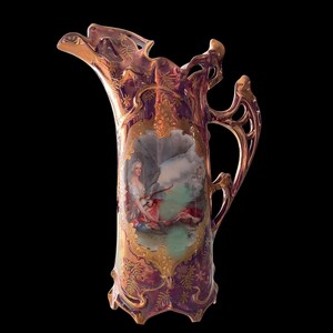 Art Nouveau Rare Ewer, R.S. Prussia Mold with Royal Vienna Mark, Circa 1900s