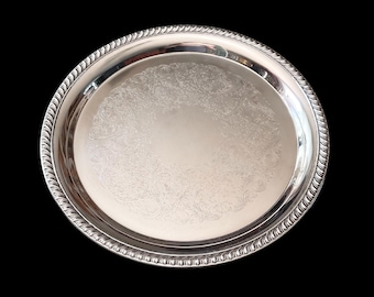 Antique Silver Plated Round Serving Tray