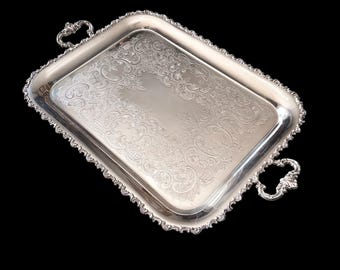 Antique Large Silver Plated Serving Tray, Circa 1870